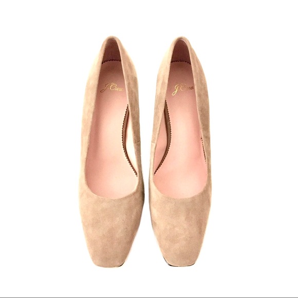 🆕 J.Crew Block-Heel Pumps in Soft Suede- Tan - Picture 2 of 8